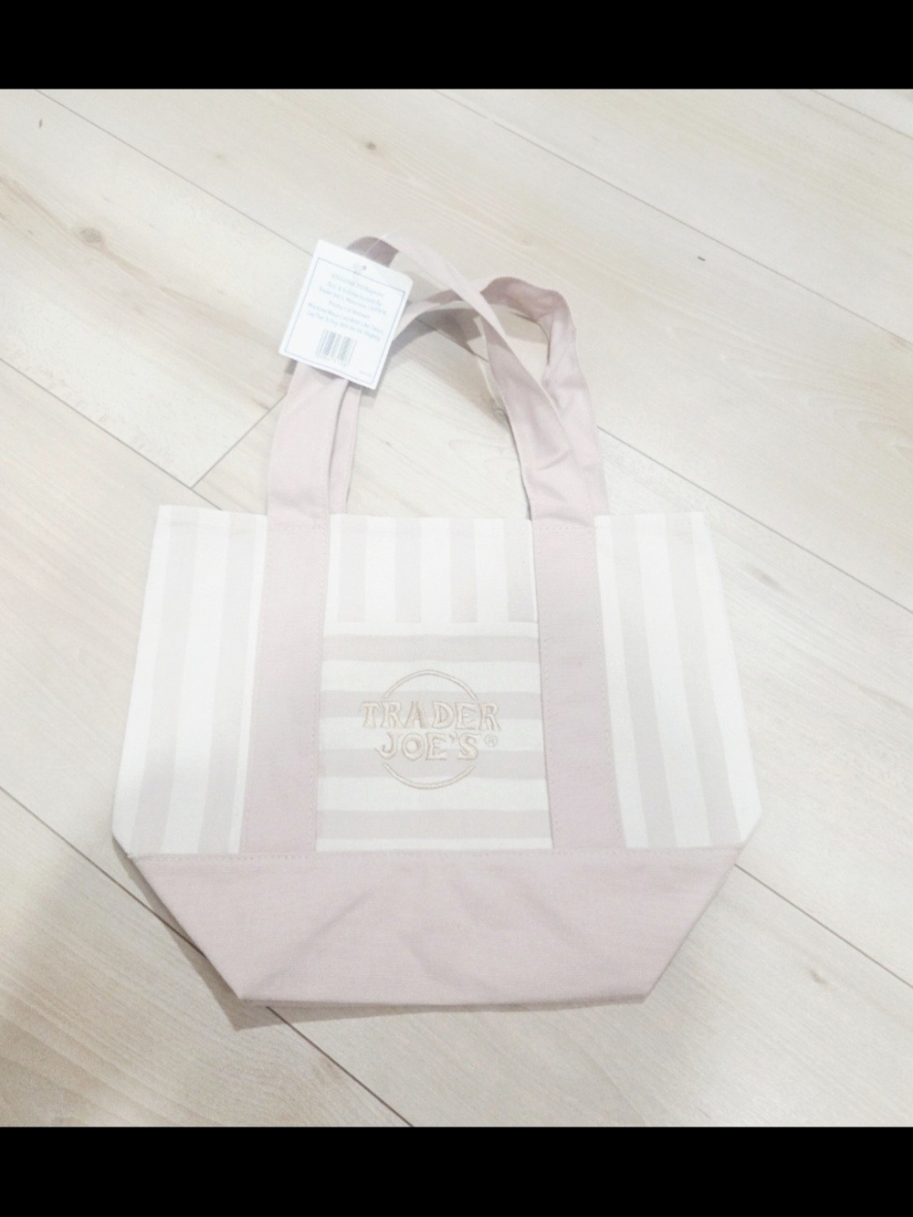 TRADER JOES Pink Stripe Canvas Tote Bag